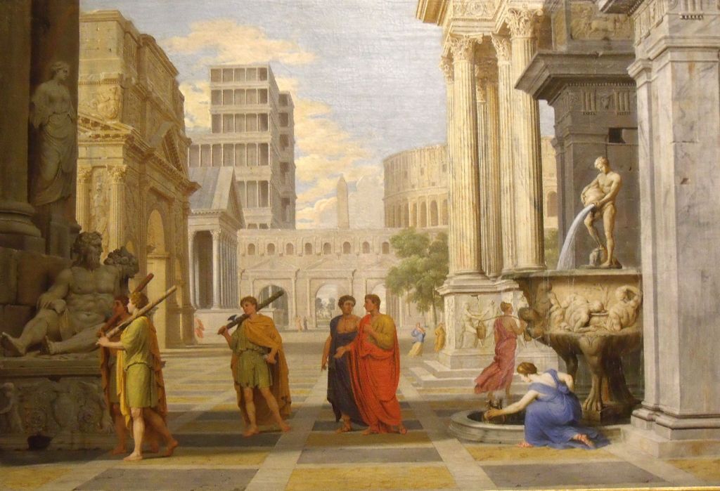 Jean Lemaire c. 1645-1655. Roman Senators and Legates. The picture shows senators walking though a square attended by lictors.