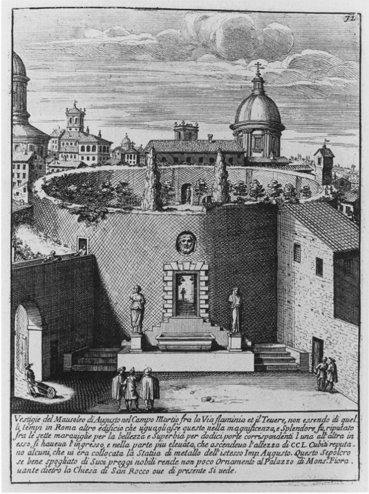 An engraving of the mausoleum.